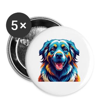 Polnische Schäferhundrasse Karikatur Kawaii - Buttons groß 56 mm (5er Pack) - Weiß - Vorne