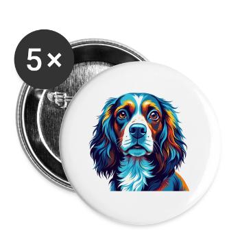 Pont Audemer Epagneul Chien Race Dessin Animé Kawaii - Lot de 5 grands badges (56 mm) - blanc - Devant