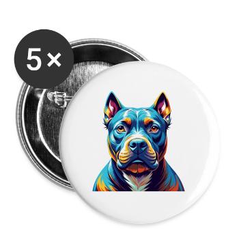 Pitbull Dog Breed Colorful Cartoon Kawaii - Buttons large 2.2''/56 mm (5-pack) - white - Front