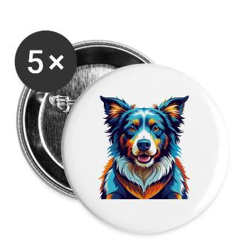 Picardy Sheepdog Breed Colorful Cartoon Kawaii - Buttons large 2.2''/56 mm (5-pack) - white - Front