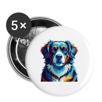 Slovensky Cuvac Chien Race Coloré Dessin Animé Kawaii - Lot de 5 grands badges (56 mm) - blanc - Devant