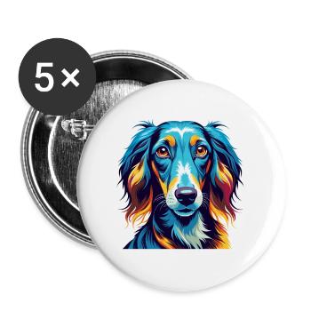 Saluki Dog Breed Colorful Cartoon Kawaii - Buttons large 2.2''/56 mm (5-pack) - white - Front