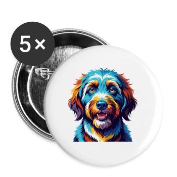 Spanish Water Dog Breed Colorful Cartoon Kawaii - Buttons large 2.2''/56 mm (5-pack) - white - Front