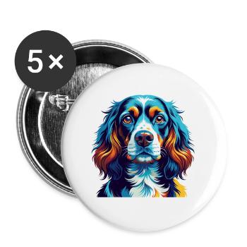 Spaniel Dog Breed Colorful Cartoon Kawaii - Buttons large 2.2''/56 mm (5-pack) - white - Front