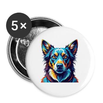 Uruguayen Cimarron Chien Race Dessin Animé Kawaii - Lot de 5 grands badges (56 mm) - blanc - Devant