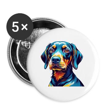 Plott Hound Chien Race Coloré Dessin Animé Kawaii - Lot de 5 grands badges (56 mm) - blanc - Devant