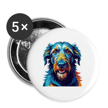 Scottish Deerhound Dog Breed Cartoon Kawaii - Buttons large 2.2''/56 mm (5-pack) - white - Front