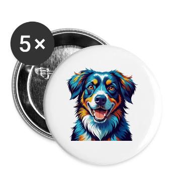 Smalandsstovare Dog Breed Colorful Cartoon Kawaii - Buttons large 2.2''/56 mm (5-pack) - white - Front