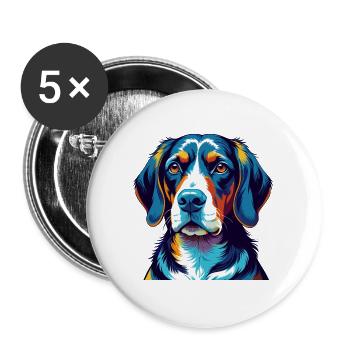 Serbian Tricolored Hound Dog Breed Cartoon Kawaii - Buttons large 2.2''/56 mm (5-pack) - white - Front