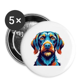 Fil de fer Vizsla race de chien dessin animé Kawaii - Lot de 5 grands badges (56 mm) - blanc - Devant