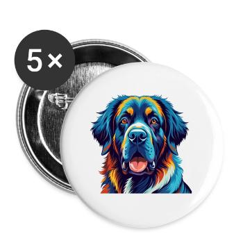 Spanische Dogge Hunderasse Bunte Karikatur Kawaii - Buttons groß 56 mm (5er Pack) - Weiß - Vorne
