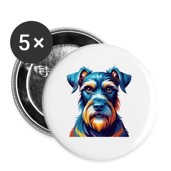 Standard Schnauzer Hunderasse Cartoon Kawaii - Buttons groß 56 mm (5er Pack) - Weiß - Vorne