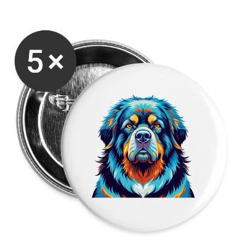 Tibetische Dogge Hunderasse Bunte Karikatur Kawaii - Buttons groß 56 mm (5er Pack) - Weiß - Vorne