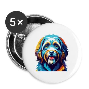 Tibetan Terrier Dog Breed Colorful Cartoon Kawaii - Buttons large 2.2''/56 mm (5-pack) - white - Front