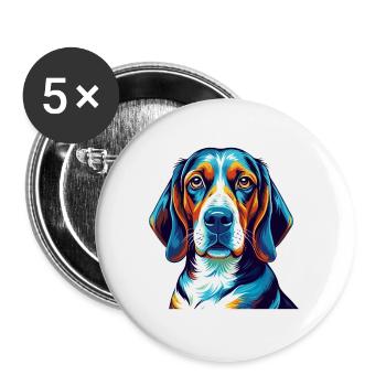 Treeing Walker Coonhound Dog Breed Cartoon Kawaii - Buttons large 2.2''/56 mm (5-pack) - white - Front