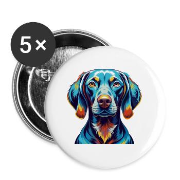 Braque de Weimar Chien Race Coloré Dessin Animé Kawaii - Lot de 5 grands badges (56 mm) - blanc - Devant