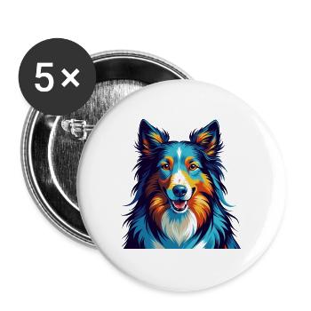 Scotch Collie Chien Race Coloré Dessin animé Kawaii - Lot de 5 grands badges (56 mm) - blanc - Devant