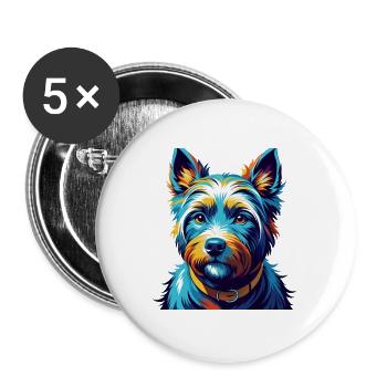 West Highland Terrier Dog Breed Cartoon Kawaii - Buttons large 2.2''/56 mm (5-pack) - white - Front