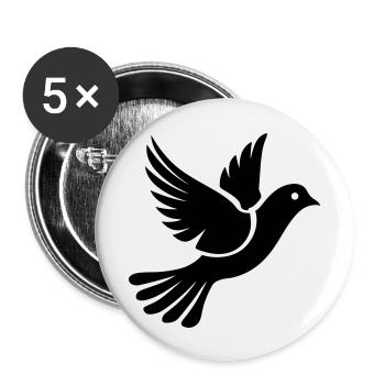Taube - Buttons groß 56 mm (5er Pack) - Weiß - Vorne