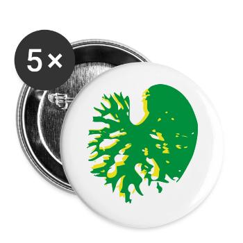 Herzblatt Struktur Gruen Gelb Catalpa - Buttons groß 56 mm (5er Pack) - Weiß - Vorne