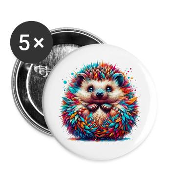 Hérisson - Lot de 5 grands badges (56 mm) - blanc - Devant