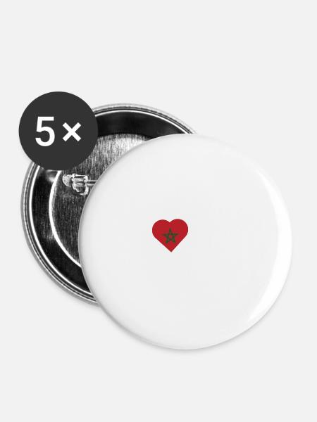 Herzschlag Marokko - Buttons groß 56 mm (5er Pack) - Weiß