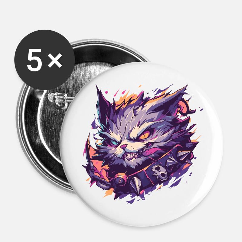 menacing cat - Buttons large 2.2''/56 mm (5-pack) - white