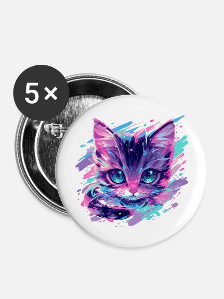 cosmic cat - Buttons large 2.2''/56 mm (5-pack) - white