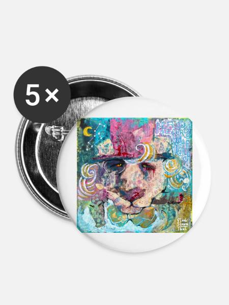 Amigo Löwe - Buttons groß 56 mm (5er Pack) - Weiß