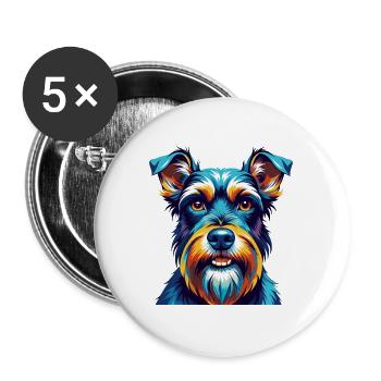 Mittelschnauzer Hunderasse Bunte Karikatur Kawaii - Buttons groß 56 mm (5er Pack) - Weiß - Vorne