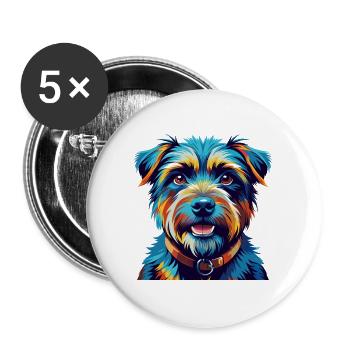 Norfolk Terrier Hunderasse Bunte Karikatur Kawaii - Buttons groß 56 mm (5er Pack) - Weiß - Vorne