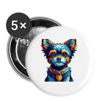 Jouet Russe Chien Race Coloré Dessin Animé Kawaii - Lot de 5 grands badges (56 mm) - blanc - Devant