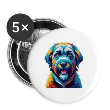 Wheaten Terrier à poil doux Dog Breed Cartoon - Lot de 5 grands badges (56 mm) - blanc - Devant
