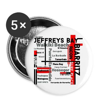 Map of Waikiki and Fuerteventura Beaches - Buttons large 2.2''/56 mm (5-pack) - white - Front