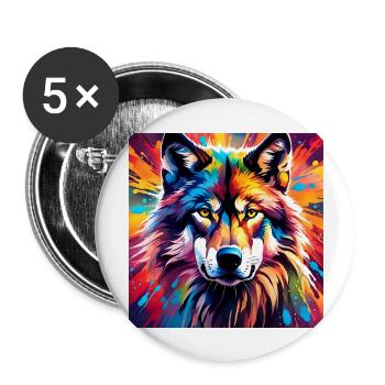Loup 1 - Lot de 5 grands badges (56 mm) - blanc - Devant