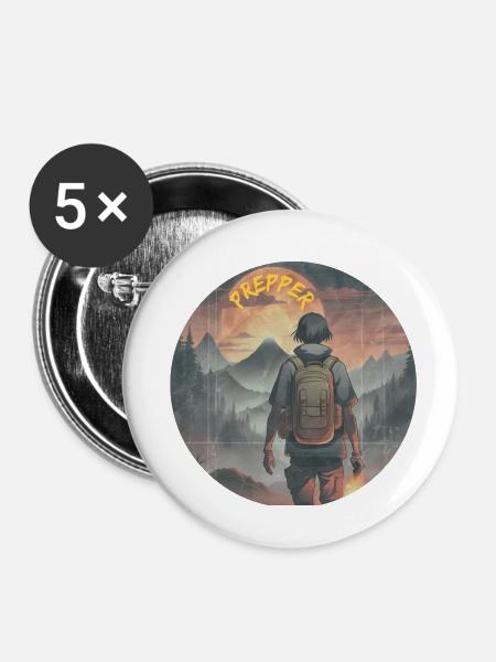 Prepper OS - Buttons groß 56 mm (5er Pack) - Weiß