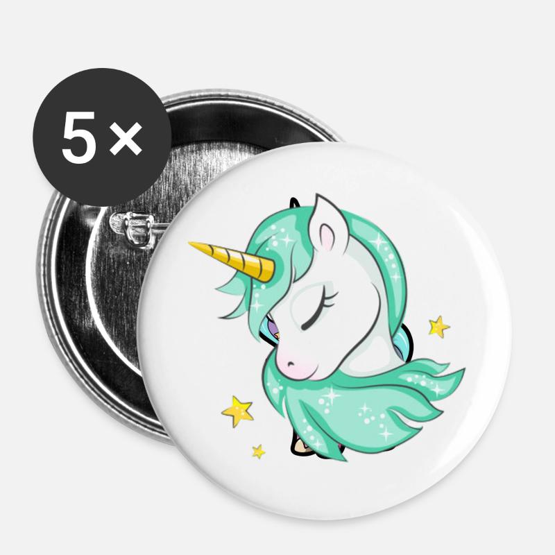 Süßes Einhorn - Buttons groß 56 mm (5er Pack) - Weiß