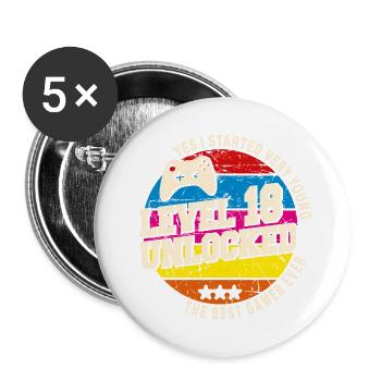 Original 2006 Vintage Level 18 Unlock - Buttons large 2.2''/56 mm (5-pack) - white - Front