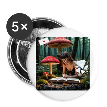 Reading in the magical forest. - Buttons large 2.2''/56 mm (5-pack) - white - Front