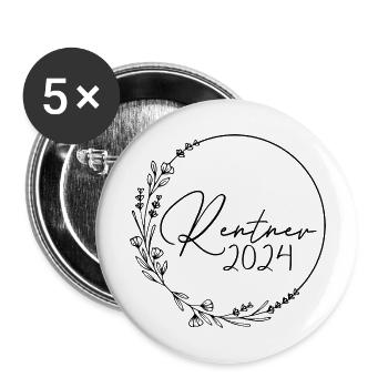 Rente 2024 - Buttons groß 56 mm (5er Pack) - Weiß - Vorne