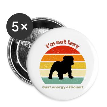 Retro Bulldog - Buttons large 2.2''/56 mm (5-pack) - white - Front