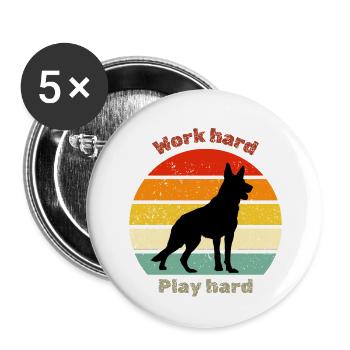 Retro German Shepherd - Buttons large 2.2''/56 mm (5-pack) - white - Front