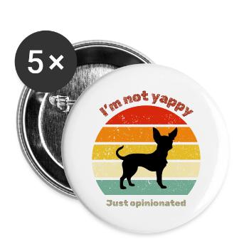 Retro Chihuahua - Buttons large 2.2''/56 mm (5-pack) - white - Front