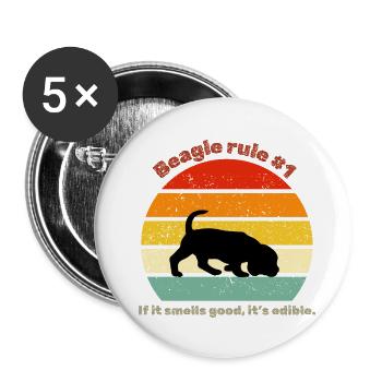 Retro Beagle - Buttons large 2.2''/56 mm (5-pack) - white - Front
