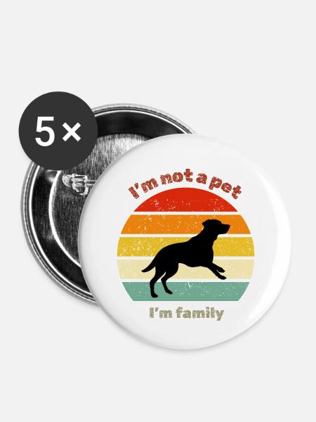 Retro Labrador - Buttons groß 56 mm (5er Pack) - Weiß