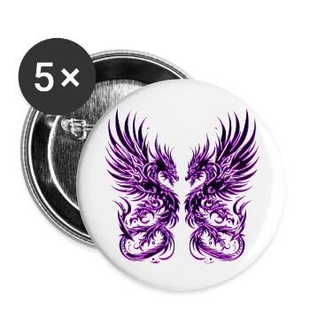 Fantasy Dragon Anime Drachenkopf Mythisch Reptil Magie - Buttons groß 56 mm (5er Pack) - Weiß - Vorne