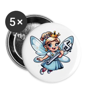 Vergiss Fee und Prinzessin - ich bin Ingenieurin - Buttons groß 56 mm (5er Pack) - Weiß - Vorne