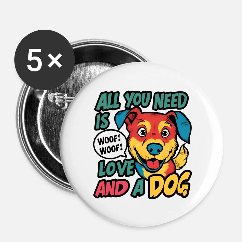 puppy dog - Buttons large 2.2''/56 mm (5-pack) - white