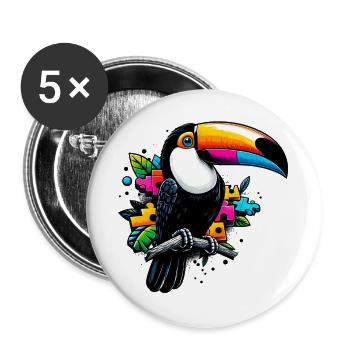 Tukan - Buttons groß 56 mm (5er Pack) - Weiß - Vorne