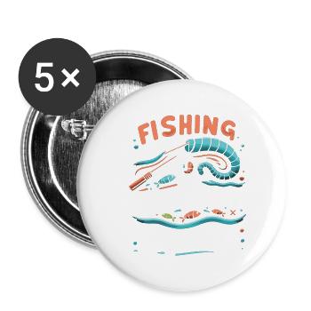 Angeln ist der Sport der ertrinkenden Würmer - Buttons groß 56 mm (5er Pack) - Weiß - Vorne